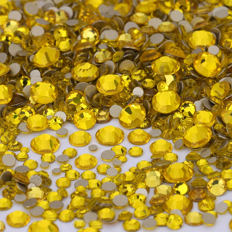 QIAO Kristall Non-Hotfix SS4-SS20 Gemischte Größen 1440 Stück Goldene Flache Strasssteine Dekorationen DIY Glitzersteine 3D Nagelkunst – Detail 7