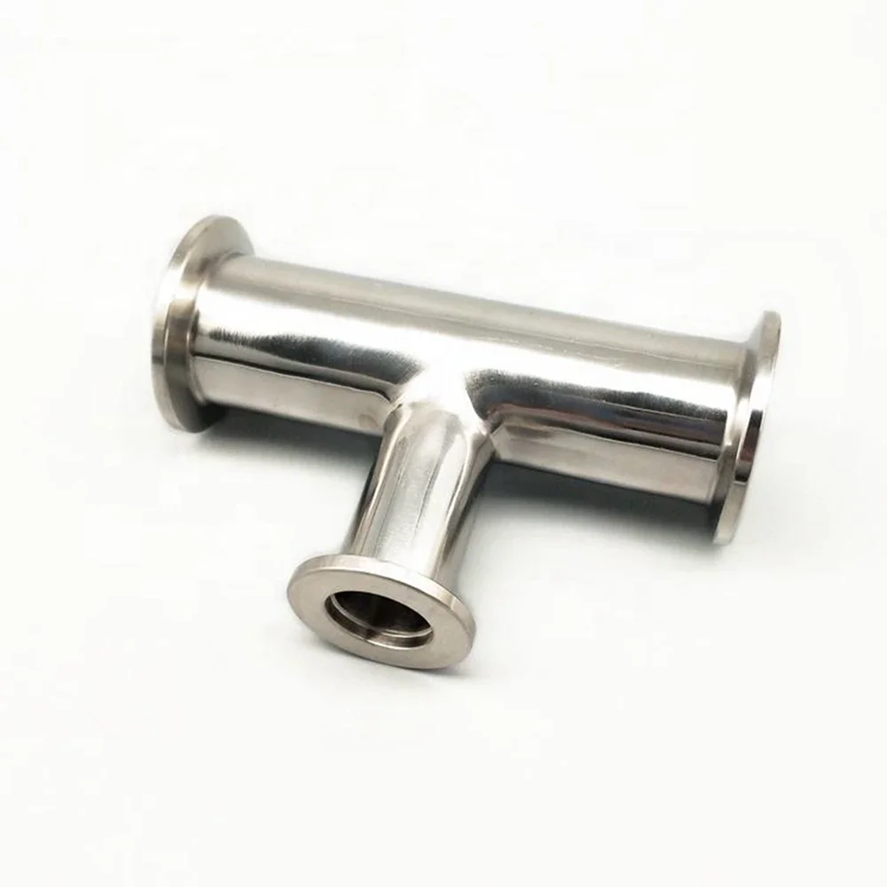 New KF16 KF25 KF40 KF50 Flange Equal Straight Tri Clamp Tee Stainless Steel Sanitary 3 Way Tee Ferrule Pipe Connector Fitting