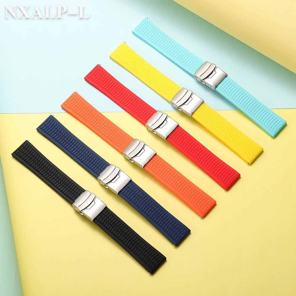 حزام ساعة مطاطي من السيليكون مشبك نشر 20 مللي متر 22 مللي متر لـ Seiko لأوميغا استبدال حزام الساعات لساعة سامسونج جالاكسي 6 5 4