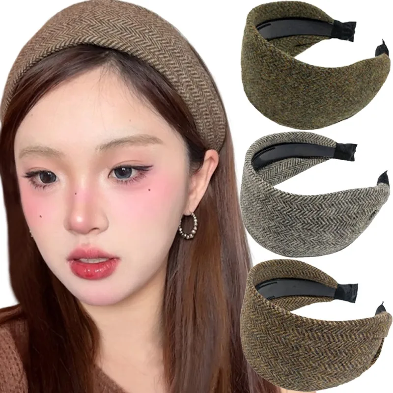 

Retro Wide Edge Headbands Women Girl Solid Color Elegant Soft Hair Hoop Korean Simple Versatile Headbands Daily Hair Accessories