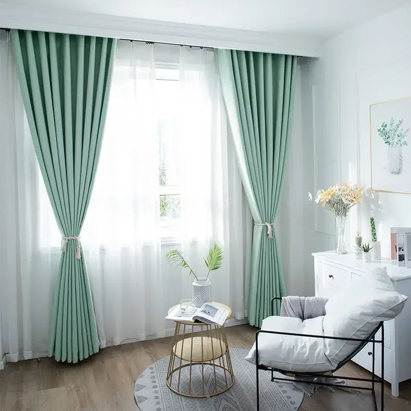 NH4245 color blackout curtains living room bedroom bay window simple sunshade