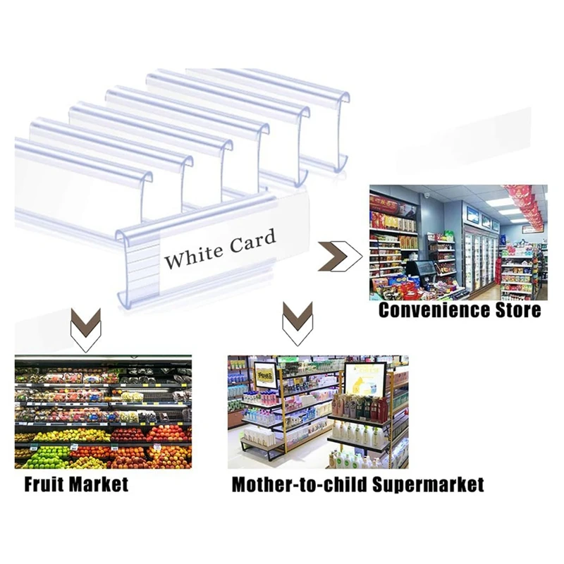 200 Pieces Wire Shelf Label Holders Set Plastic Label Shelf Clips With 200Pcs White Card Set (2.95Inch X1.18 Inch)