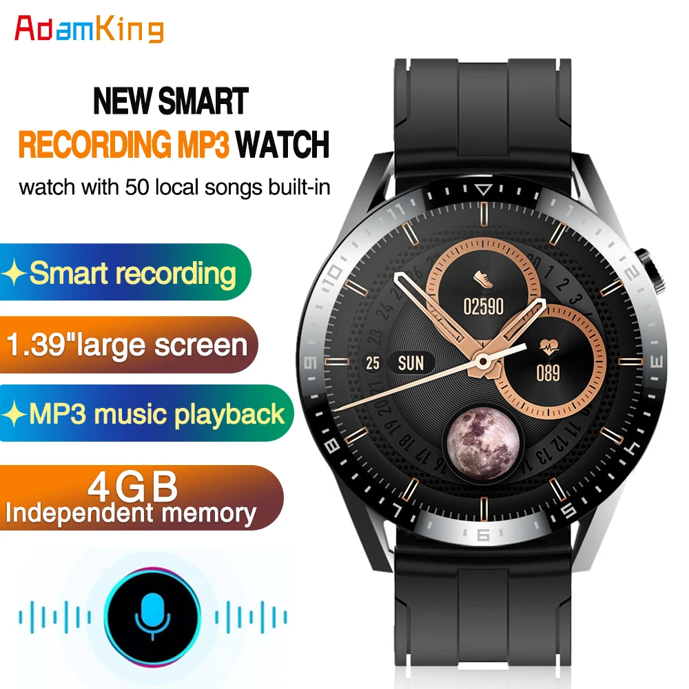 

1020 Minute Small Voice Recorder Smart Watch Men 4GB Memory Local MP3 Music Player Intelligent Recording BT Call Smartwatch Men