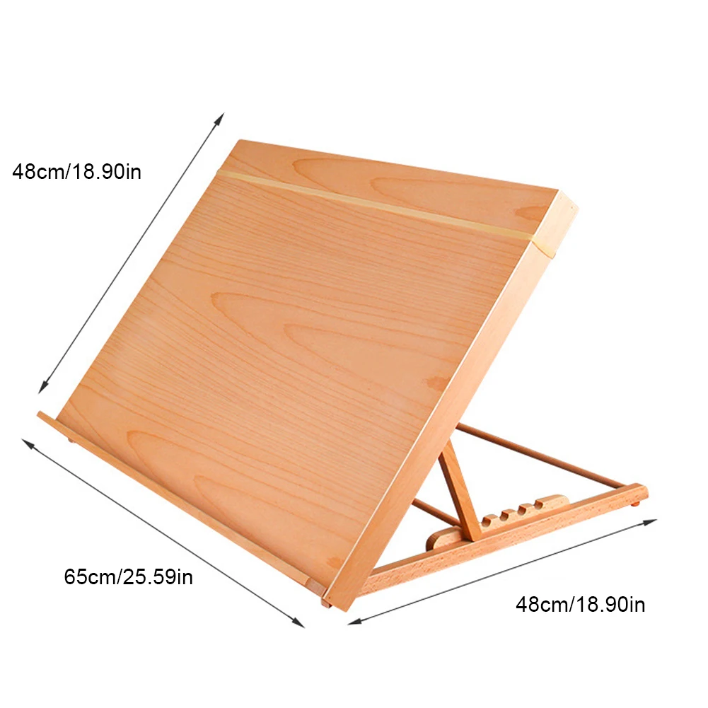 Desktop Drawing Board Adjustable Angle Wooden Sketching Board Portable Painting Stand Multi-Function for Sketching Reading