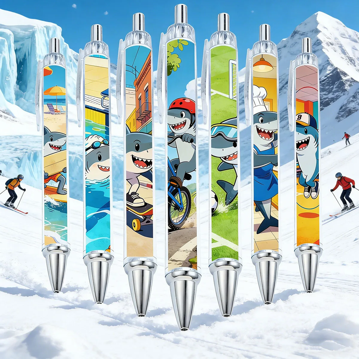 

7 pieces of shark-patterned ballpoint pens, holiday party stationery, office gifts, toilet paper and pens