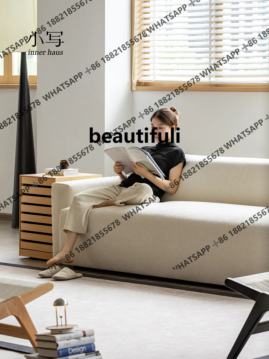 

Small apartment inline double cream-style anti-fouling retro white fabric sofa
