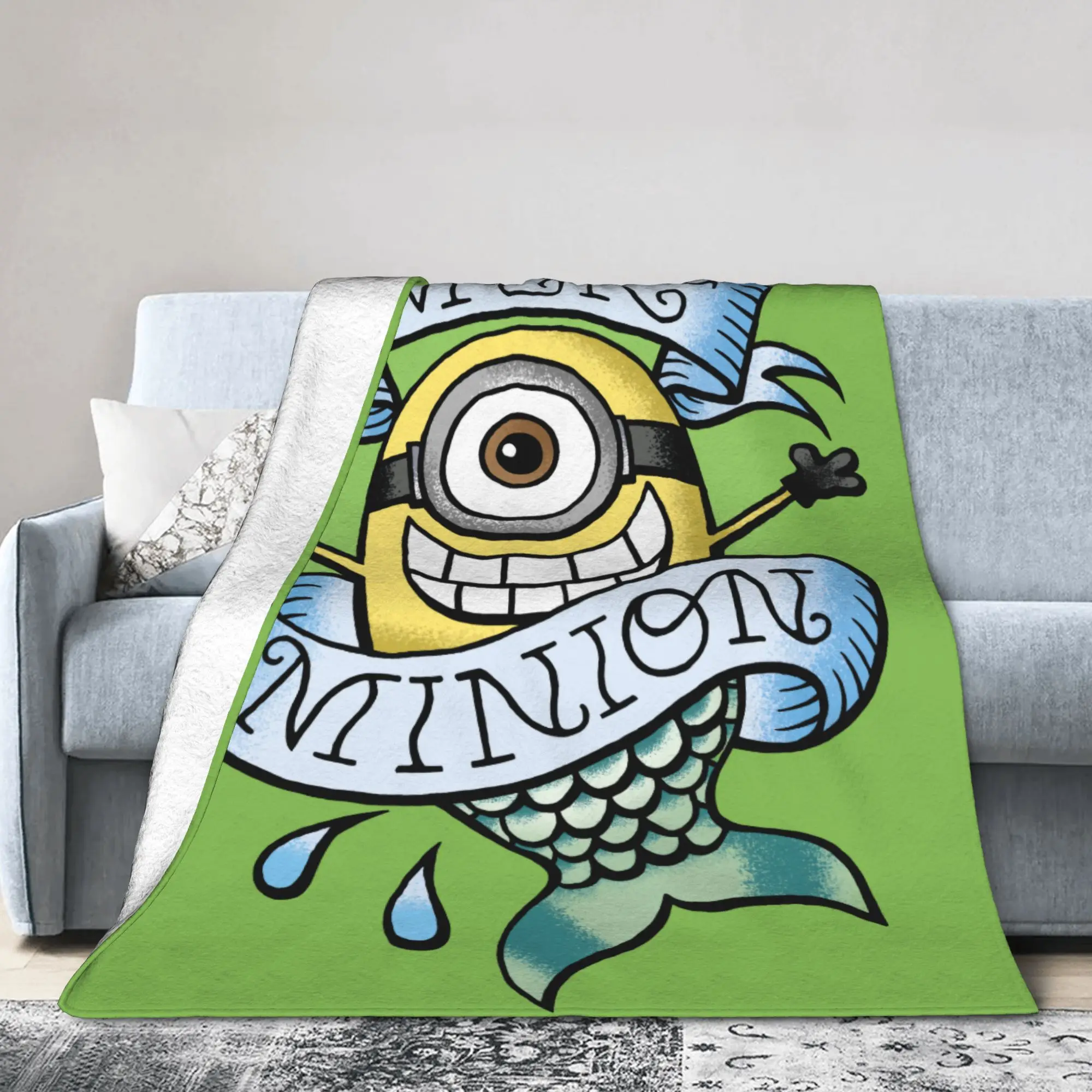 Mer M-Minions Knitted Blanket Flannel  Super Warm Throw Blanket for Car Sofa Couch Bedroom Quilt