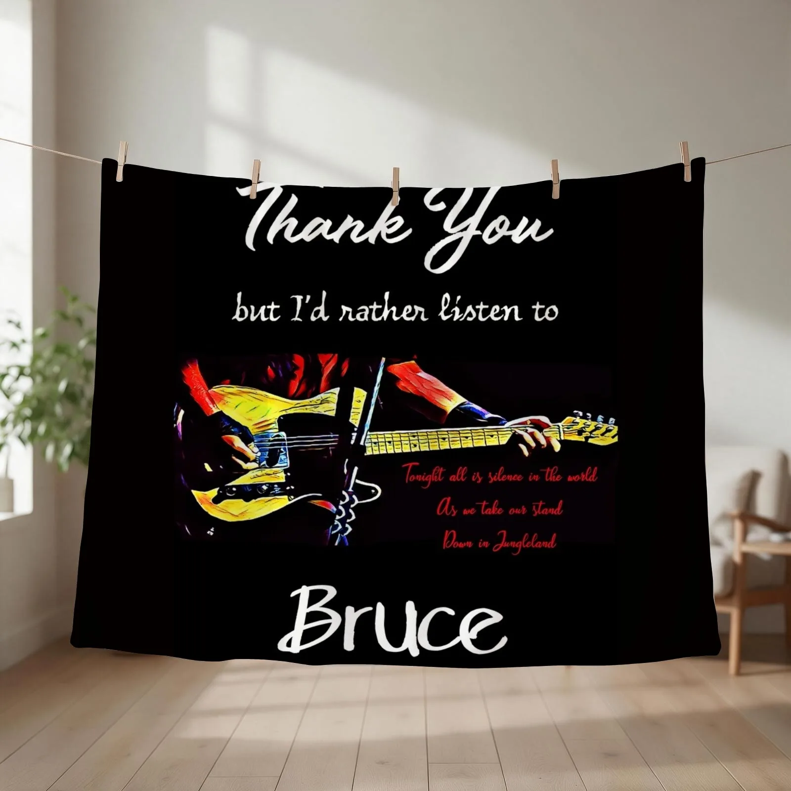 Thank You But I'd Rather Listen To Bruce. Jungleland Lyric Throw Blanket couch cozy soft plush fuzzy picnic outdoor blanket