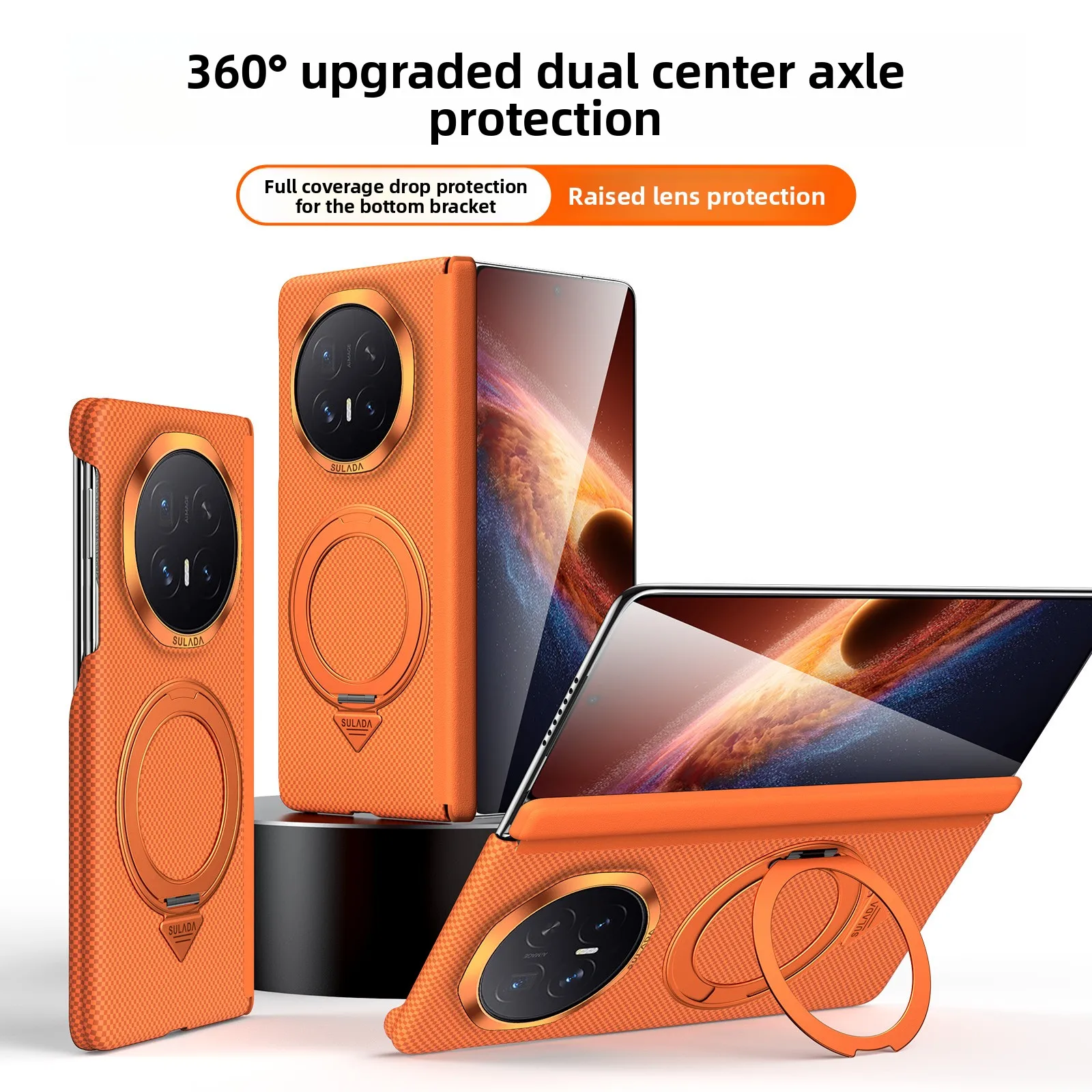 

For magsafe wireless charging phone case for honor magic v6 sulada double bottom bracket protective plaid 360°rotate stand case
