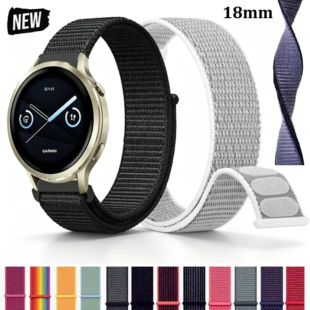 18mm Woman Nylon Strap For Garmin Venu 4 41mm/3S/2S Forerunner 265S 255S Breathable Bracelet for Huawei Watch GT7/6/5 41mm Belt