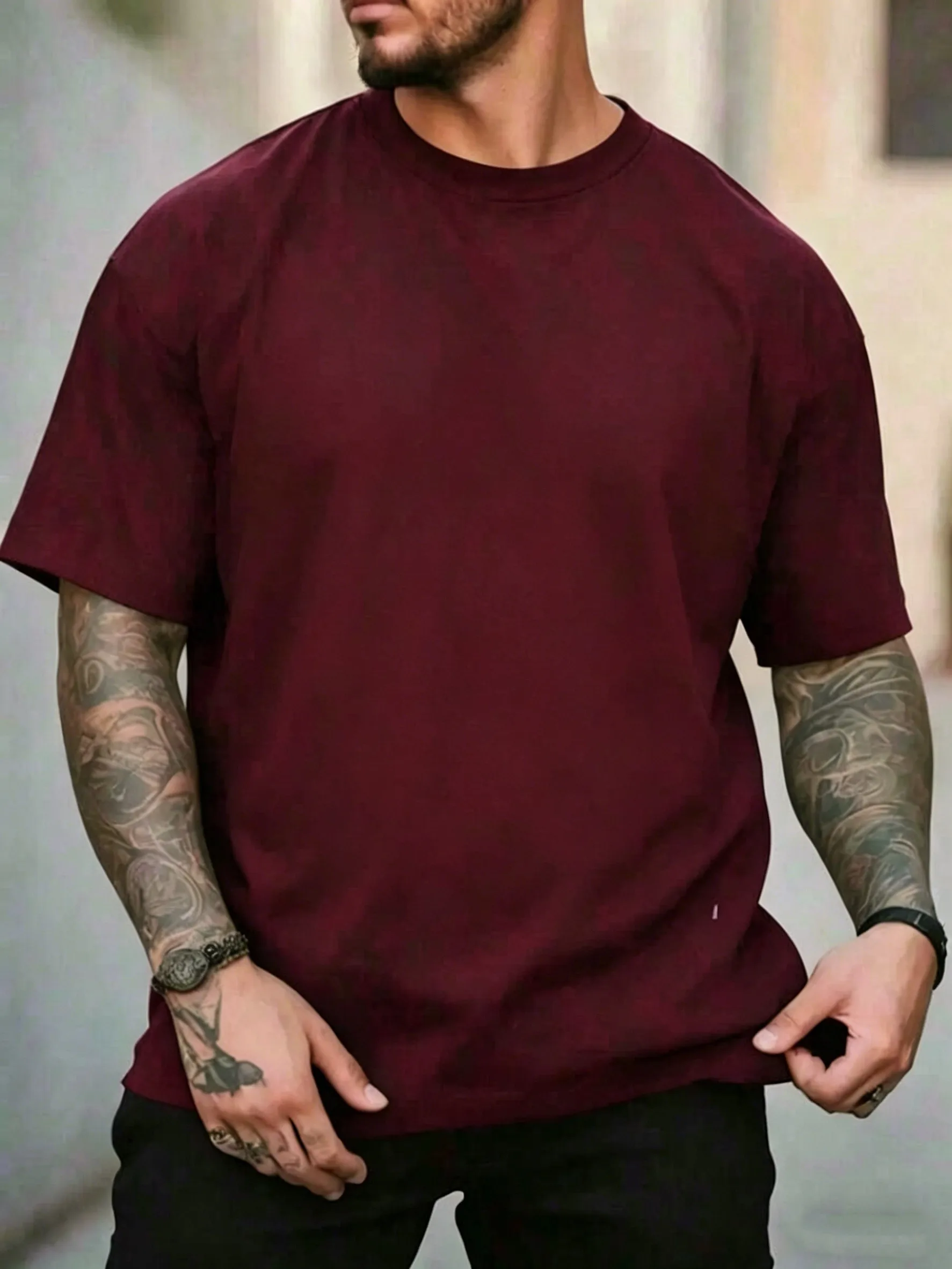 Summer Cotton Loose Man T-Shirt Breathable Street Short Sleeve Hip Hop Tops Casual Sport Clothing O-Neck All-Match Comfy Tees