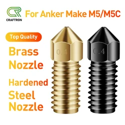 AnkerMake M5 Nozzle Hardened Stainless Steel Brass 0.4mm M6 Threaded Nozzles Durable Wear Resistance M5/M5C 3D Printer