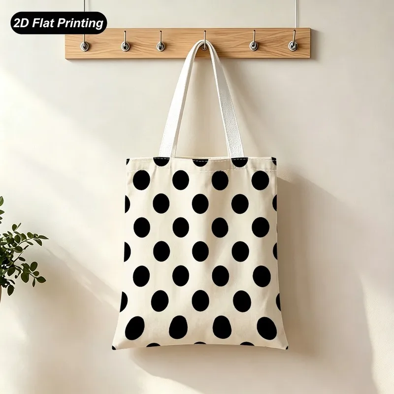 Bag Features A Vintage Black Polka Pattern，Focusing On Light Weight And Large Capacity，Adapte