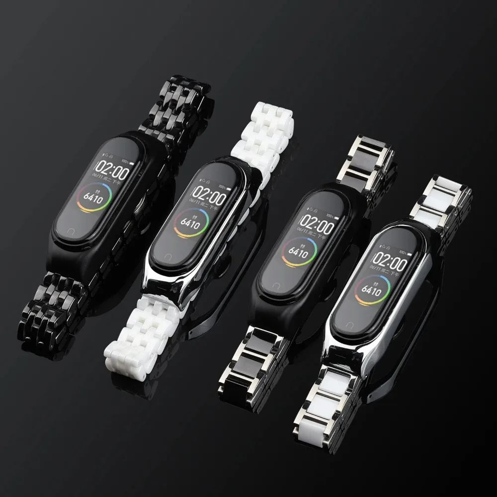 Ceramic Watch Strap for Xiaomi Mi Band 9 8 7 6 5 4 3 Metal Stainless steel Bracelet for Mi Band 8 7 Mi Band 6 5 4 3 Wrist Strap