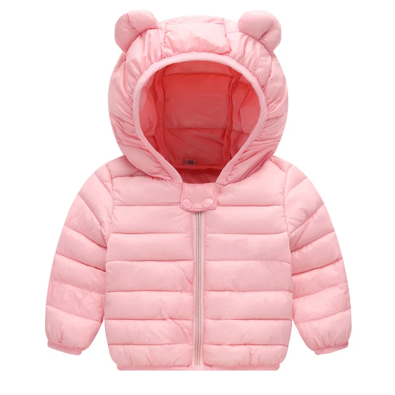 Boys Light Down Coat Girls Baby Warm Solid Color Hooded Jacket Autumn Winter New Children\'s Casual Fashion Outerwear 12M-5 Years