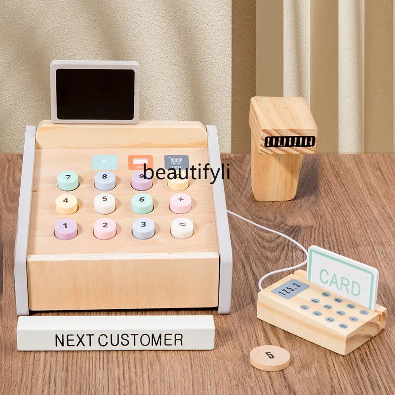 

Supermarket convenience store checkout cash register all-in-one machine children's baby wooden small simulation toy