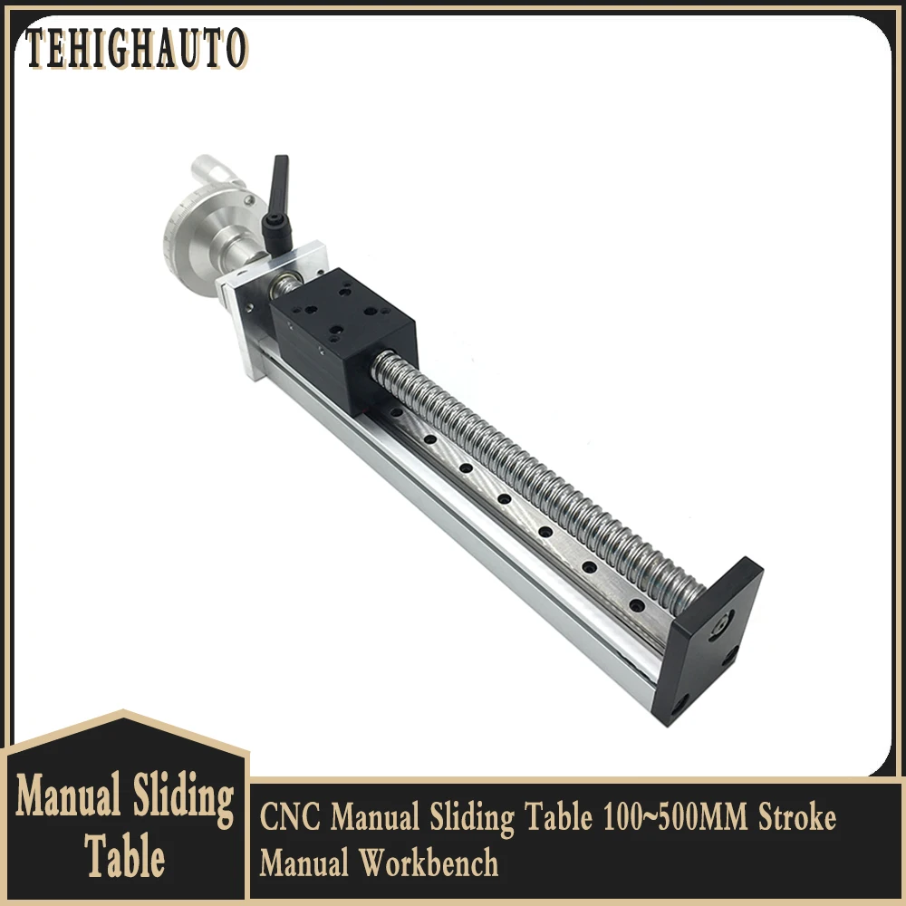 

CNC Manual Sliding Table Ballscrew SFU1204/1605/1610 100~500MM Stroke Manual Workbench Linear Guide Rod Optical Axis Stage