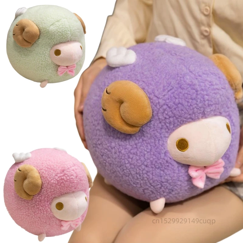 Atacado 25cm dos desenhos animados bonito redondo ovelha boneca de pelúcia travesseiro roxo rosa verde argali cabra brinquedo decoração para casa presente para crianças