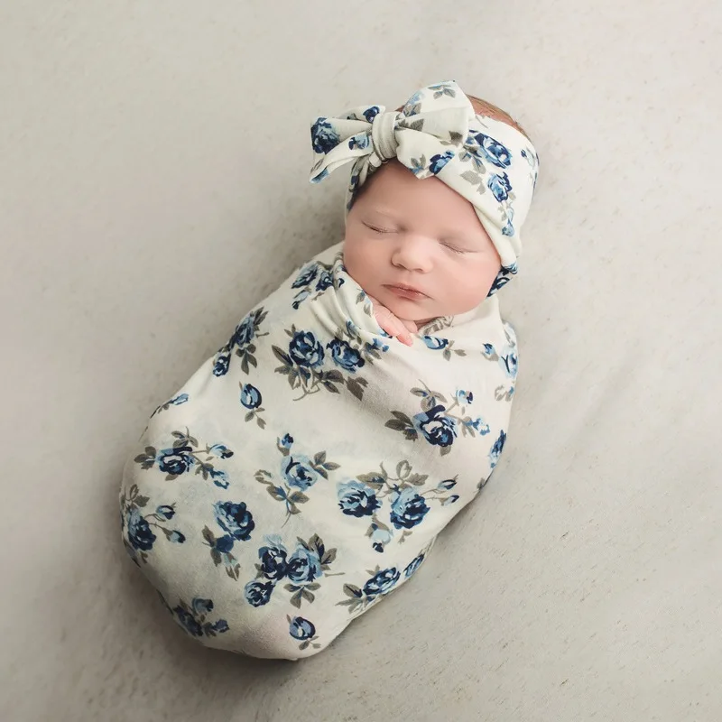 

Newborn Photography Clothing Rabbit Ear Hair Band Pack Set Textile Printing Parcel Blanket Wrapping Scarf Ribbon Accessories