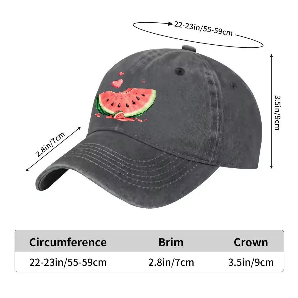 Watermelon Print Baseball Cap Vintage Distressed Cotton Adjustable Unisex Casual Summer Duckbill Hat