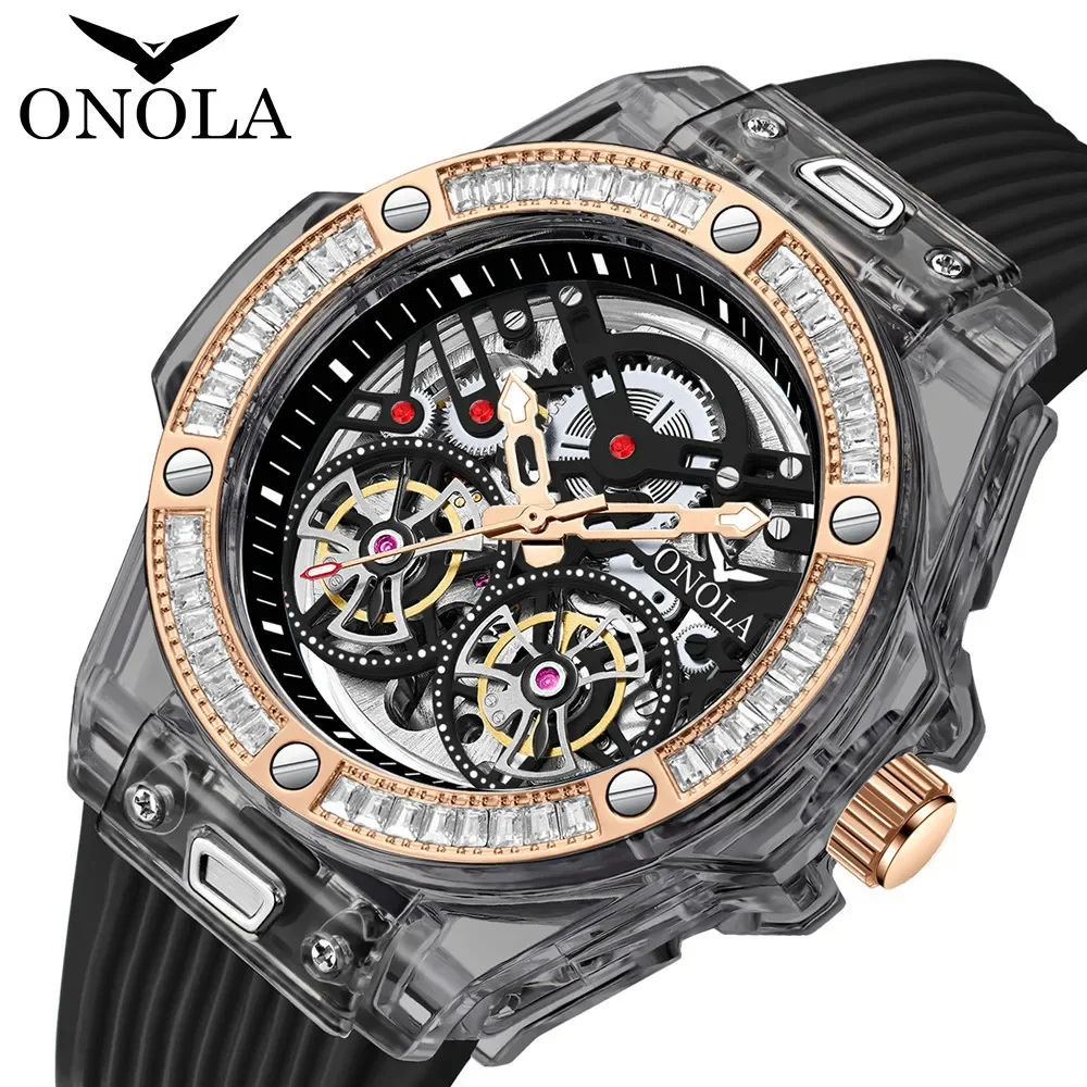 Fashion Diamond Fully Automatic Men\'s Watch ONOLA High Quality Hollow Tape Men\'s and Women\'s Watch Clocks