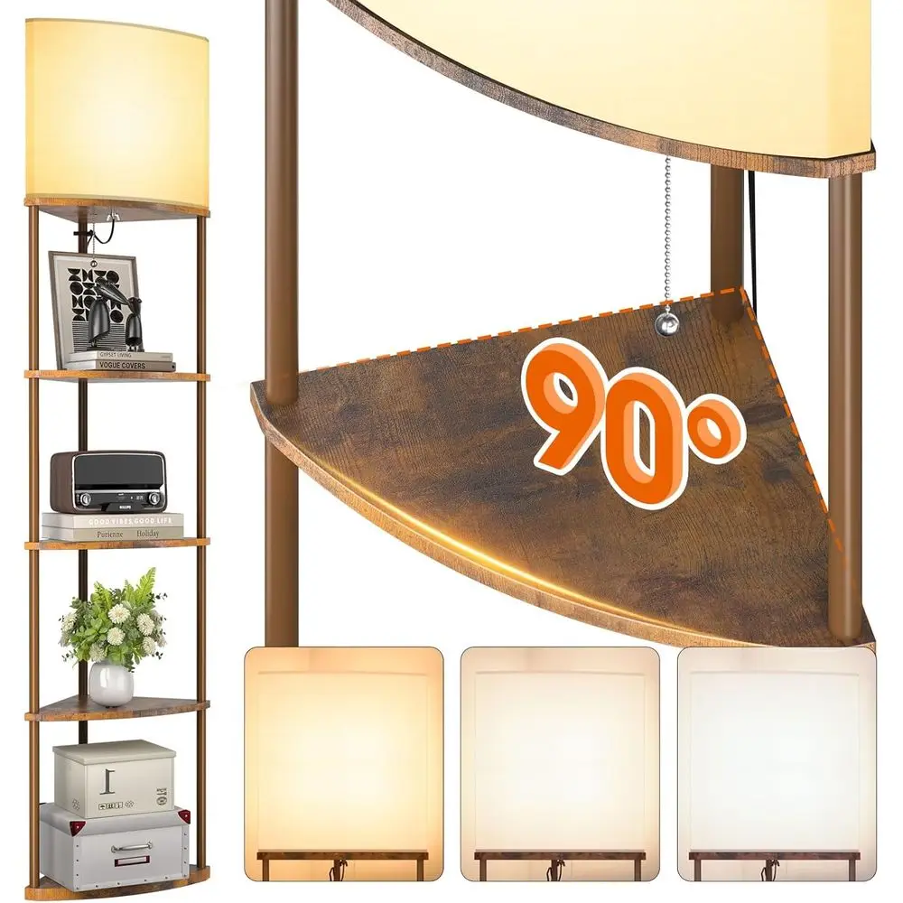 

Напольная лампа addlon с полками, 5-уровневая регулируемая лампа с 3 цветовыми температурами и льняным абажуром, напольные лампы для гостиной, дома