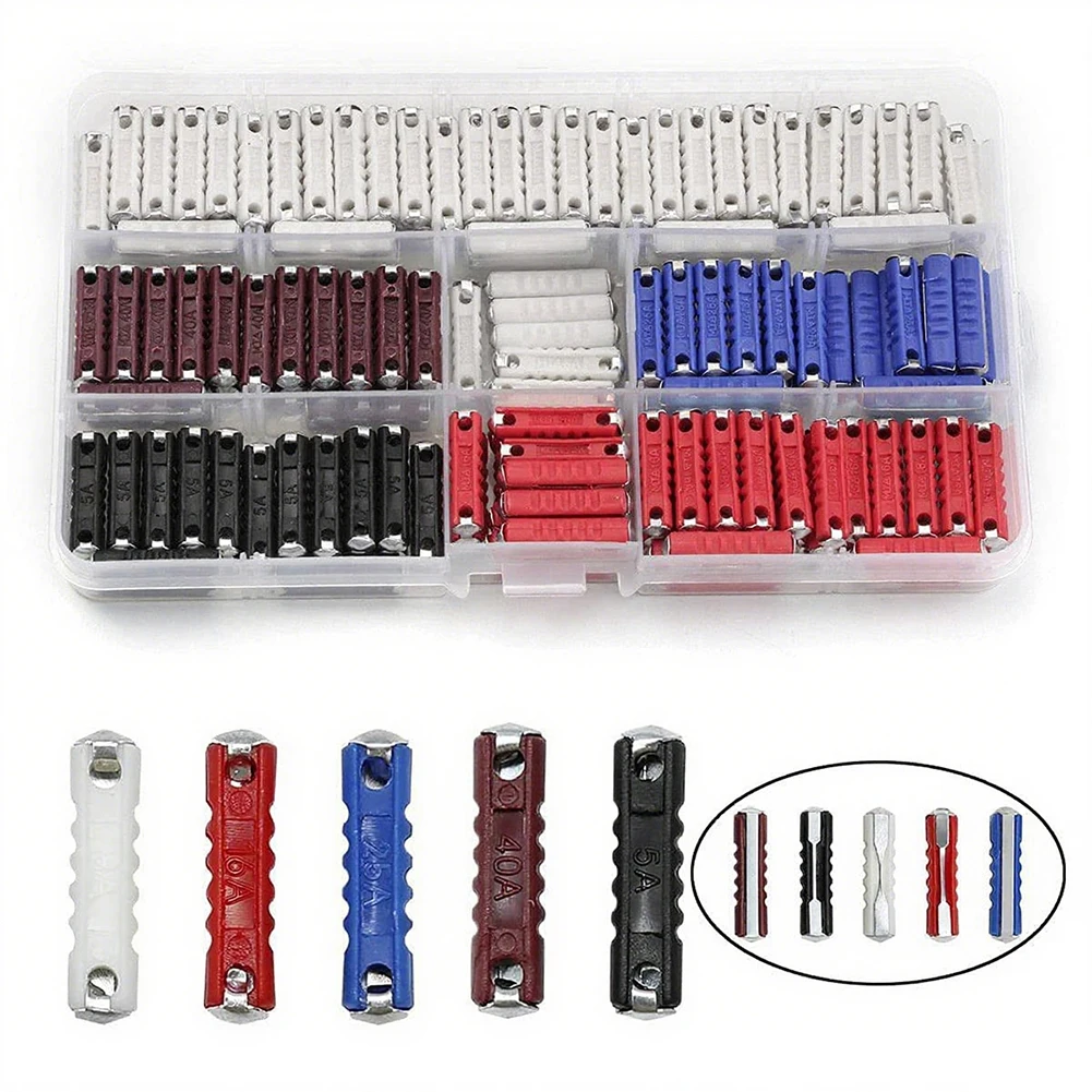 

200PCS European Automotive For Torpedo Fuse Kit 5A-40A Assorted Colours Compatible With Classic Continental-Cars Tool Parts