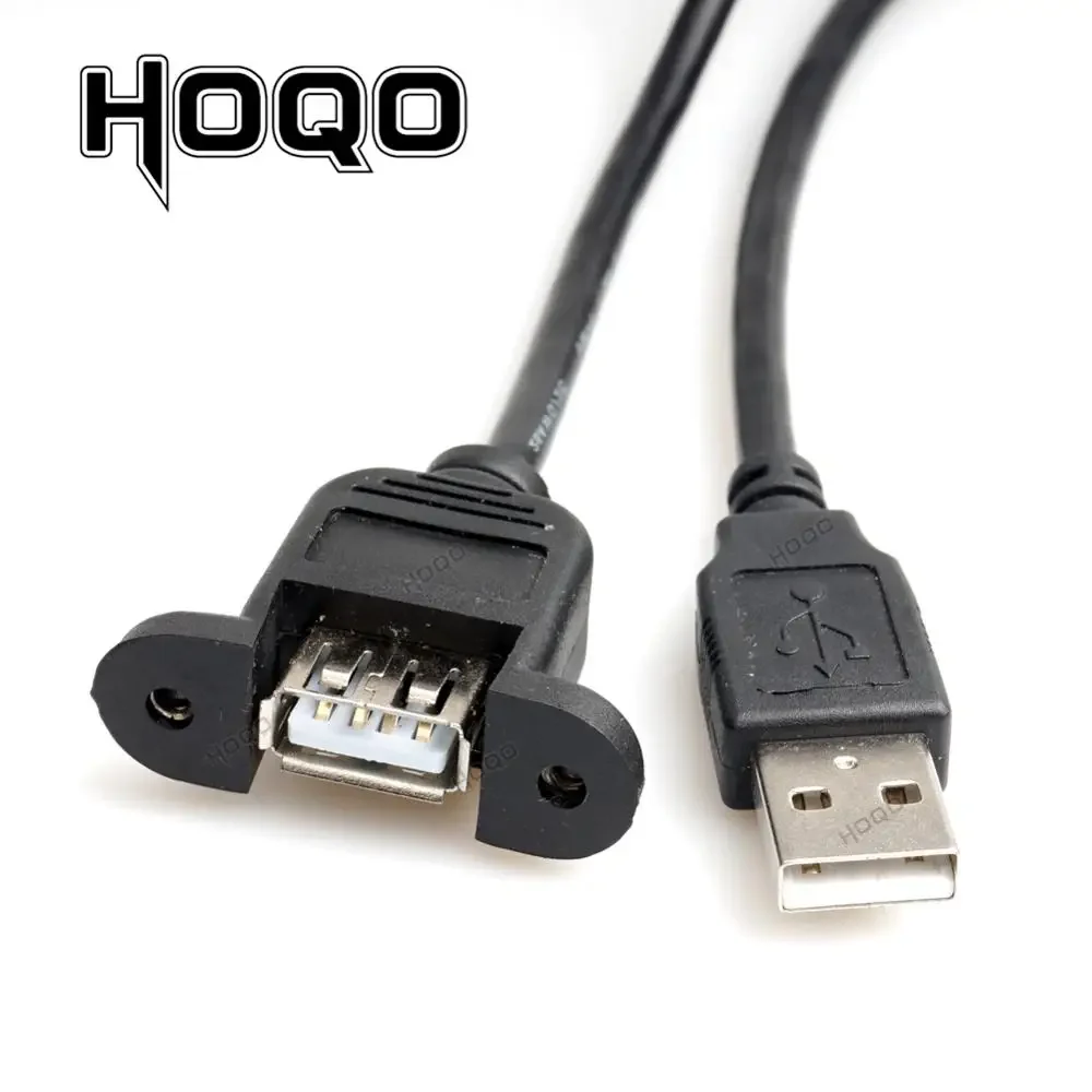 Panel Mount USB Extension Cable,Type-A Port usb2.0 Male to Female with Screw hole lock connector Cord cabo 30cm 1M 5M 1.5M