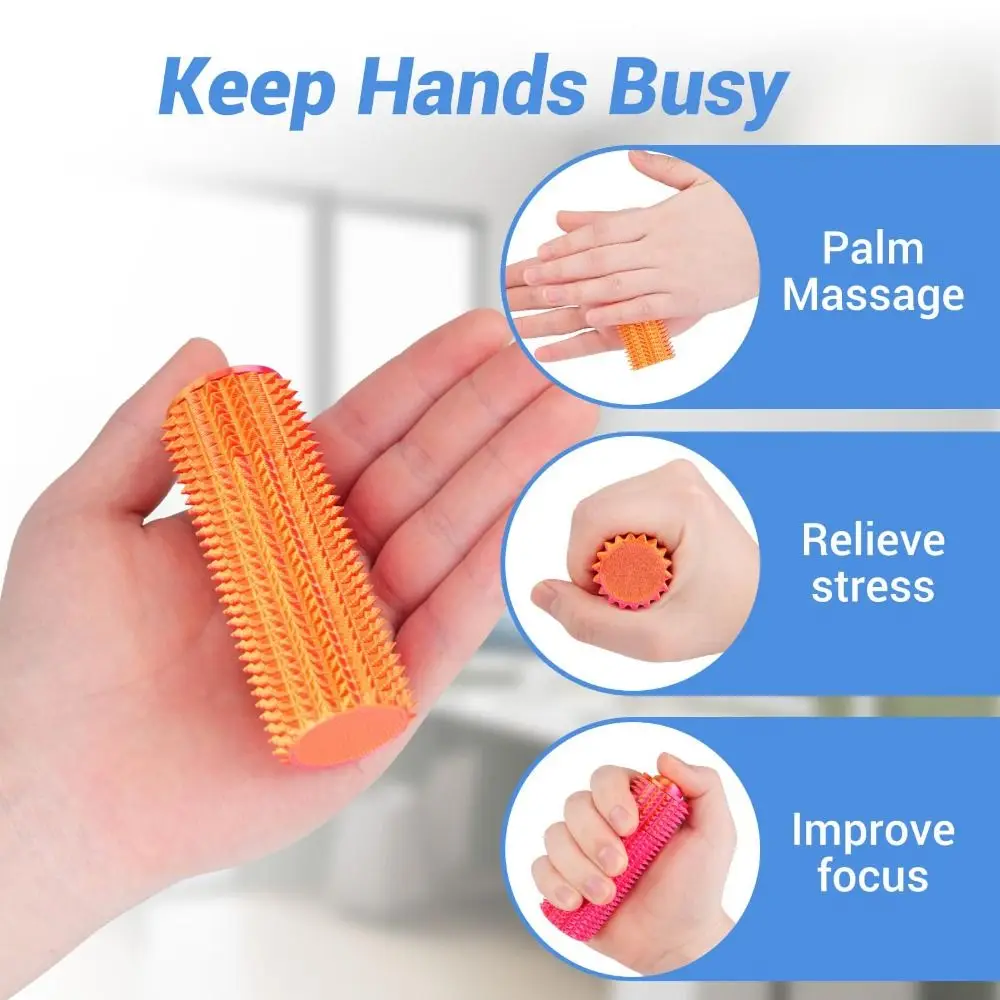 Creative Rotatable Mini Grip Toys Portable Stress Relief Spike Roller Toy Tactile Sensory Keychain Novelty Gifts
