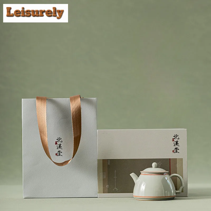 180ml Beixitang Ice Table Glaze Teapot Antique Double Line Small Songyue Pot Tea Maker Kettle Kung Fu Teaware Craft Collection