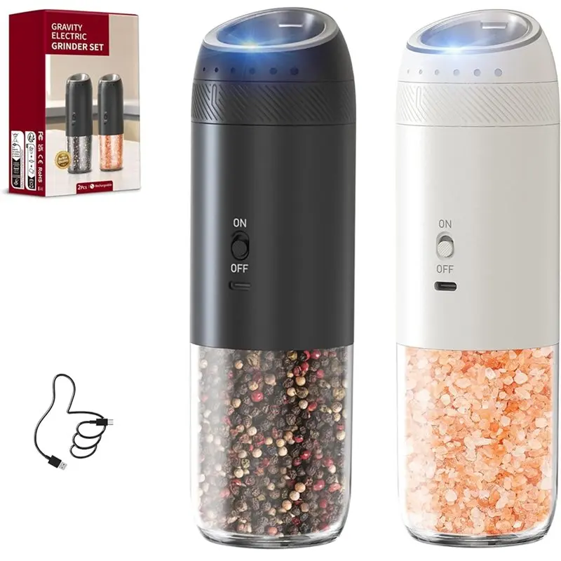 

B47B-Gift Set-Rechargeable Electric Salt And Pepper Grinder With 6 Adjustable Coarseness Settings-Automatic Milling Machine