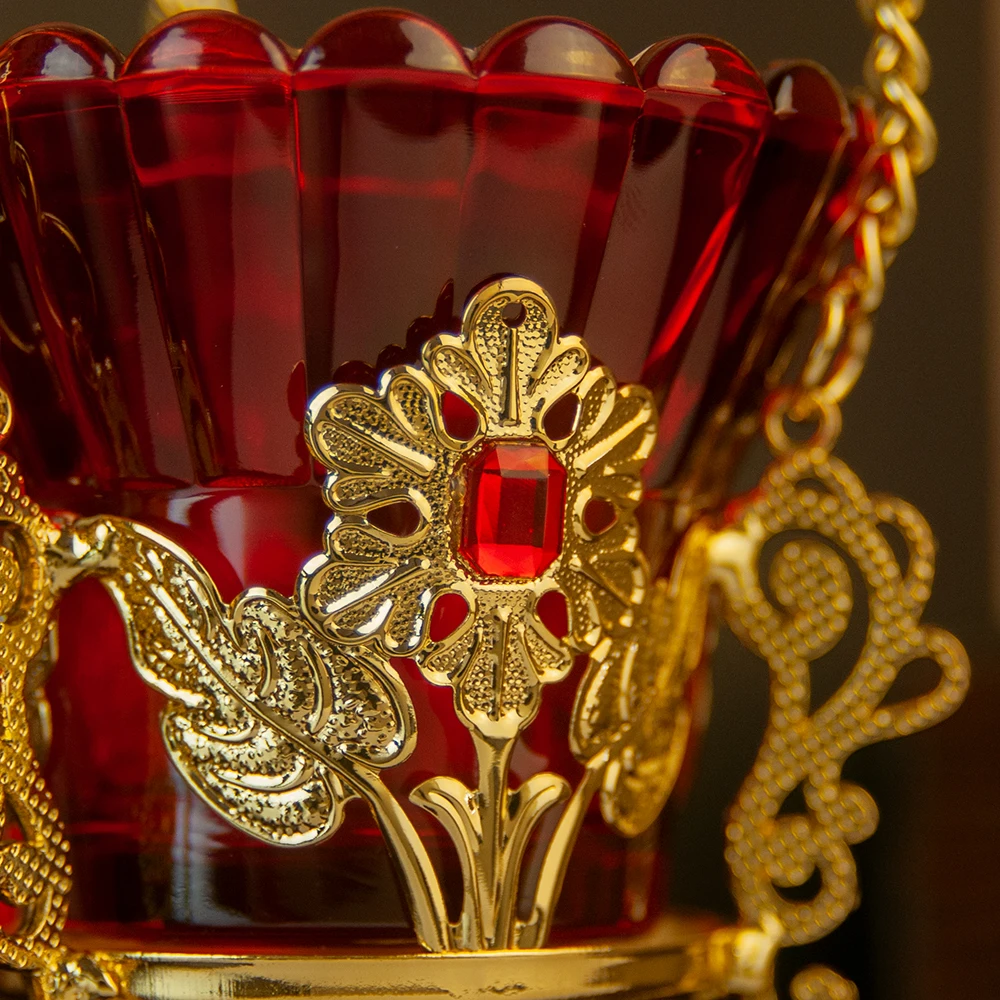 HTISOK Orthodoxe Westliche Kirchen-Vigillampe Kleine Hängelampe Mit Kette Hochwertig Handgefertigt Goldbeschichtet – Detail 5