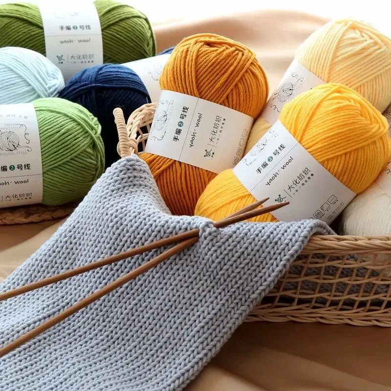 100g Knitted Yarn Hand Knitted No.2 Thread Crochet Cotton Yarn DIY Hand Knitted Baby Wool Crochet Scarf Jacket Sweater Thread