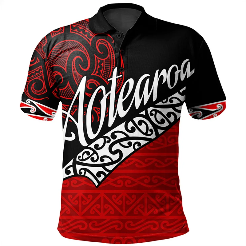 3D New Zealand NZ Flag Maori Patterns Rugby Print Polo Shirt Lest We Forget Graphic Polo T Shirt For Men Fashion Vintage Clothes