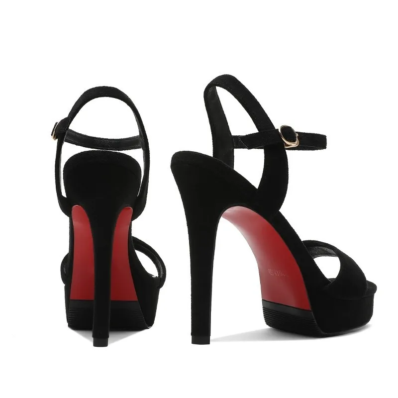 2024 Summer Women 12cm High Heels 3.5cm Platform Red Bottom Sandals Lady Strappy Sandles Nightclub Prom Fetish Oversized Shoes