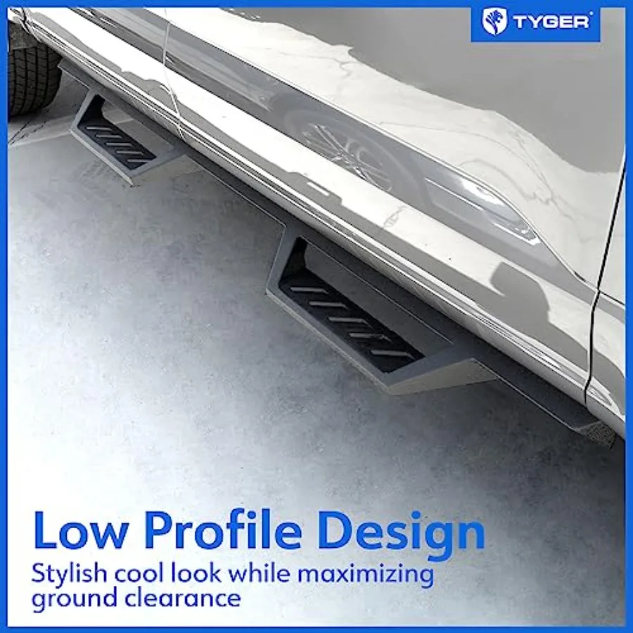 Running board for Ford F-150/F-250/F-350 trucks 2015-2026,aluminum, black, drop-step design with non-slip surface and easy bolt view 3