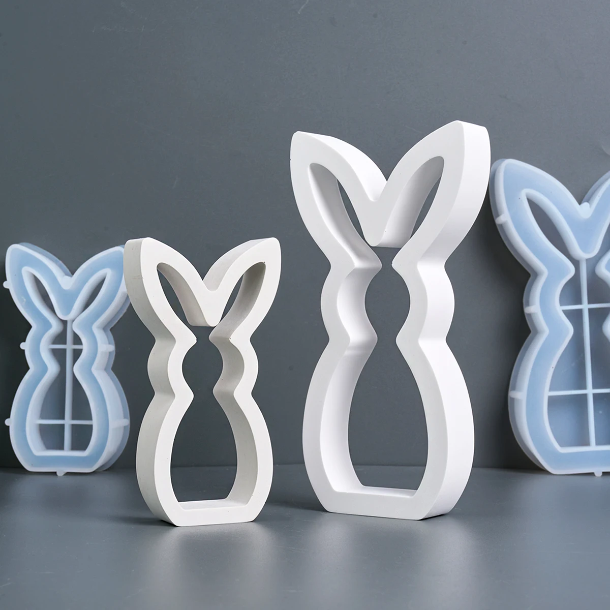 3D Konijn Ornamenten Siliconen Mal Creatieve Leuke Holle Lange Oren Bunny Gips Cementen Hars Mal DIY Pasen Craft Gift Decor