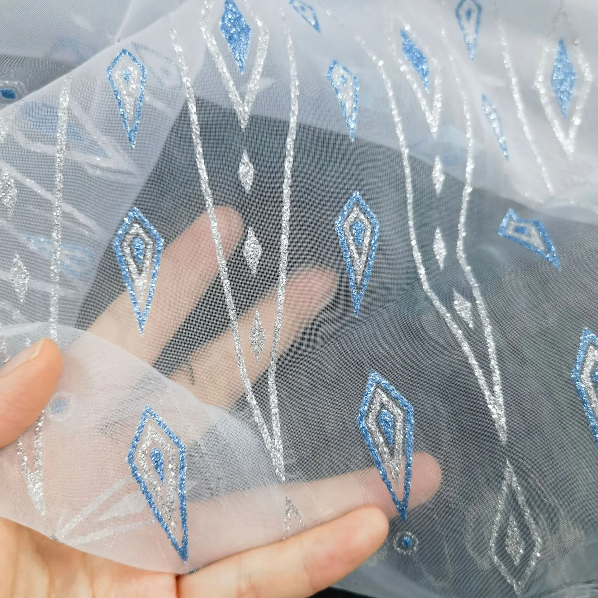 Two-Tone Gold Snowflake Tulle Fabric Mesh Sewing Cloth for Girls Princess Dress Kids Half Skirt Party Outfit DIY Material
