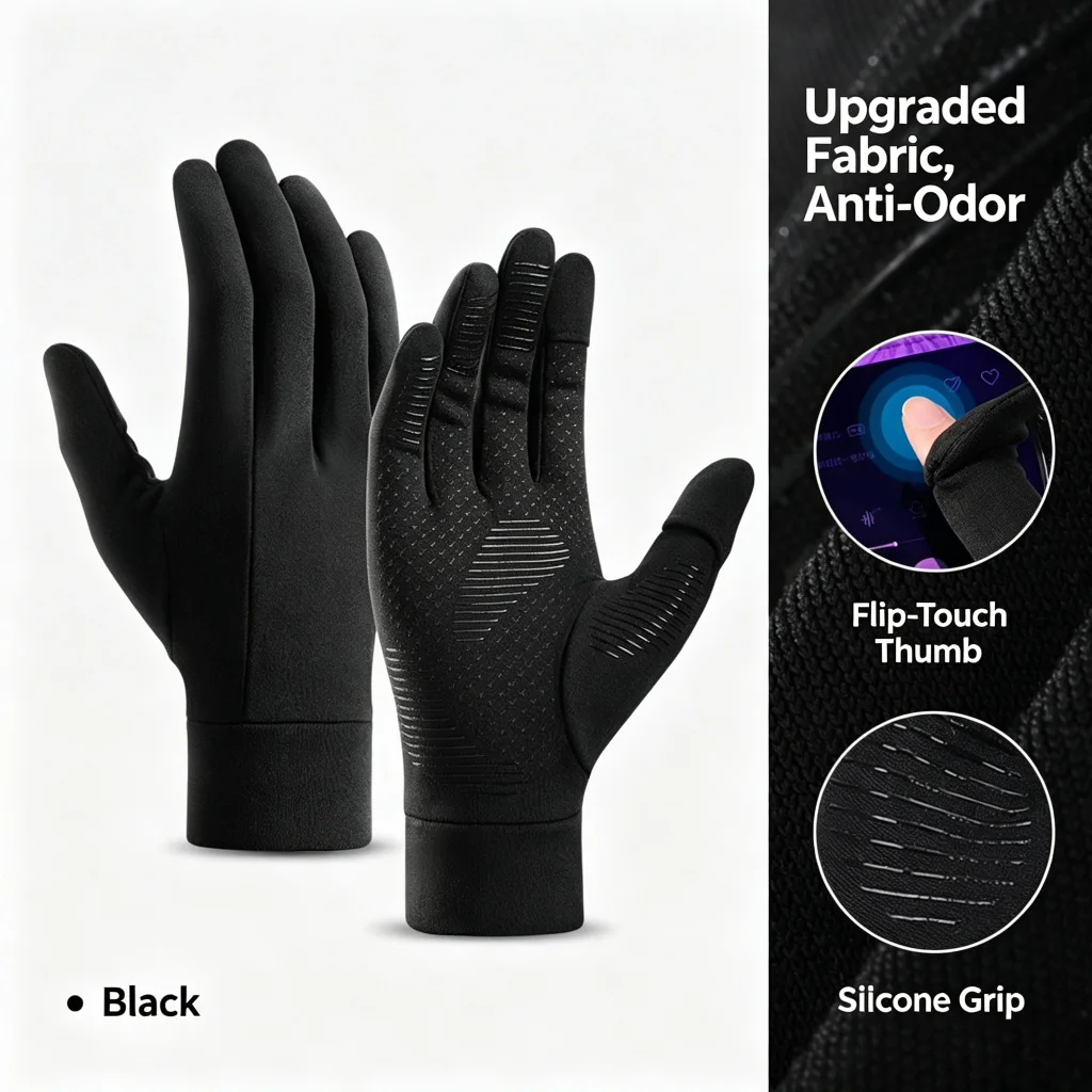Ski Liner Gloves for Men Women, Touchscreen Windproof Fleece Warm Inner Gloves for Snowboarding Cycling Running Outdoor