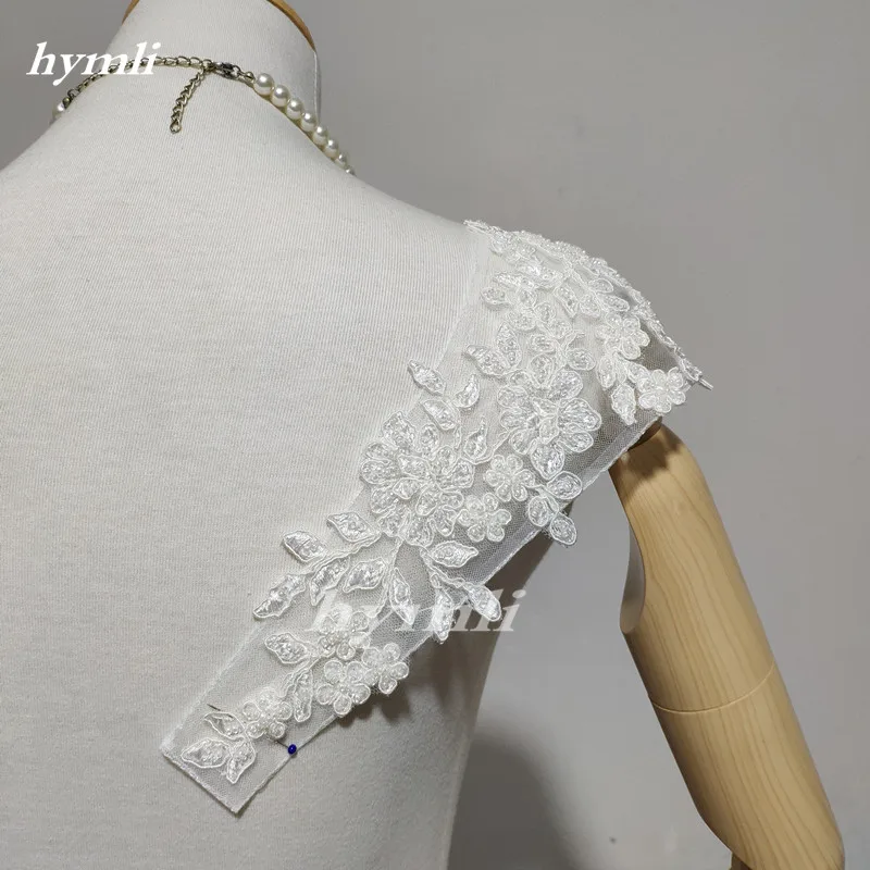 A Pair of Beaded Lace Bridal Shoulder Straps, Cap Sleeves - Exquisite Handmade Wedding Accessories