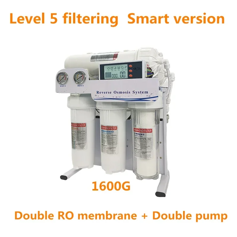 800/1200/1600 Gpd Level 5 Filtering RO Reverse Osmosis System Filter System Aquarium Filter System Smart Auto Water Purifier