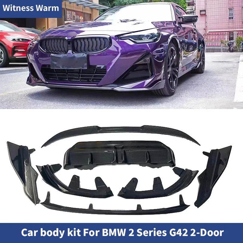 For BMW 2 Series G42 2 Door M240i 2022 2023 Car Front Lip Rear Diffuser Rear wings Spoiler Side Skirts Splitters Carbon Fiber