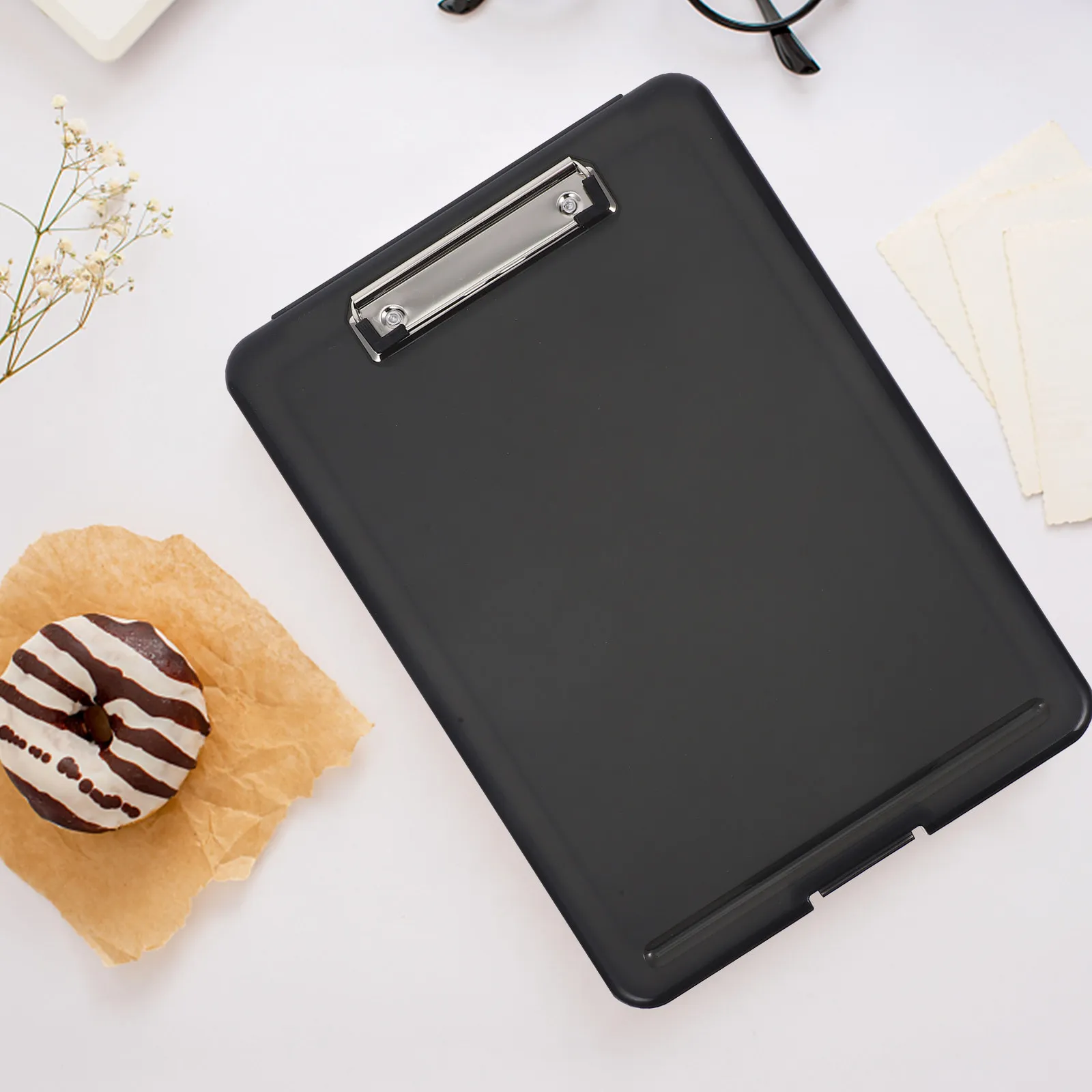 

Plastic A4 File Storage Box Clipboard Combo Folder Organizer Large Capacity Stationery Holder for Nurses Contractors Students
