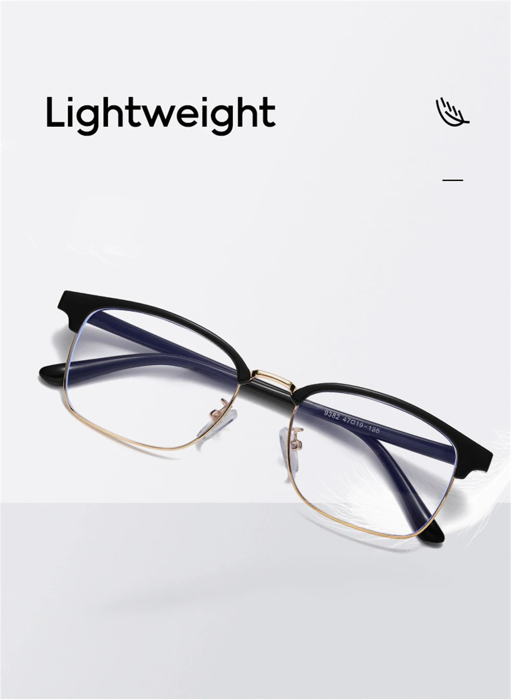 VIVIBEE Klassische Halbrandlose Anti-Blaulicht-Brille für Herren, quadratisch, Ray-Filter, Computer-UV400-Brille für Damen – Detail 5