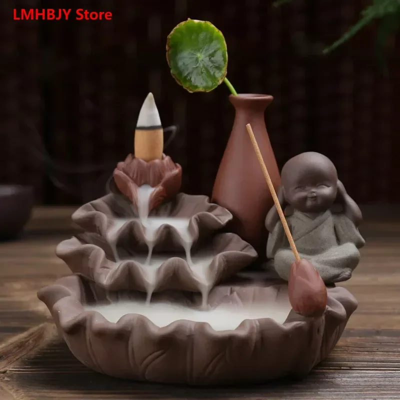 

LMHBJY New Creative Zisha Four Little Kids Backflow Incense Burner Line Perfume Training Integrated Furniture Office Ornaments