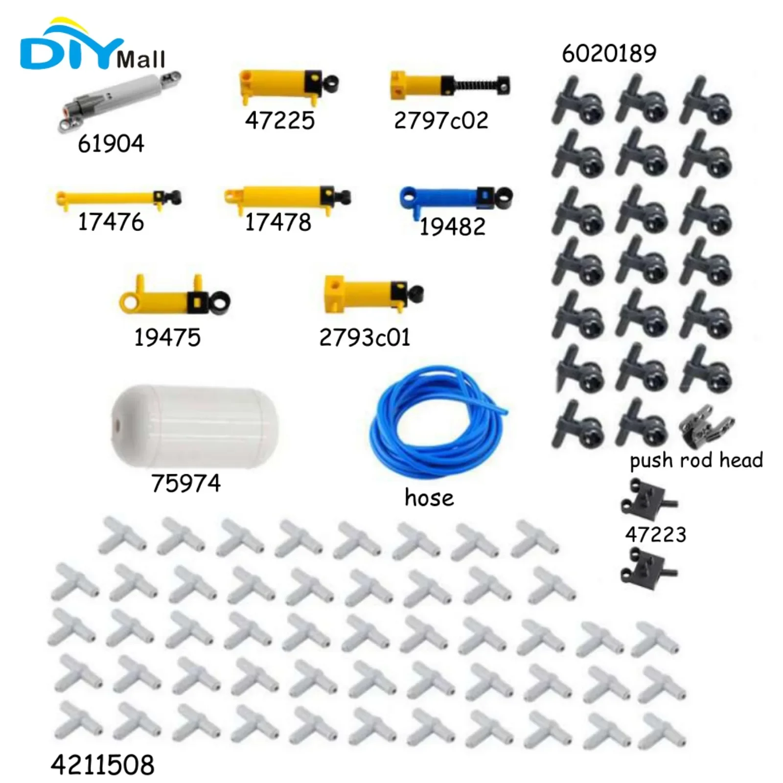 

MOC Pneumatic Kits Air Pump Cylinders Push Rod Piston Building Blocks Parts for Creative DIY Projects 16-95pcs