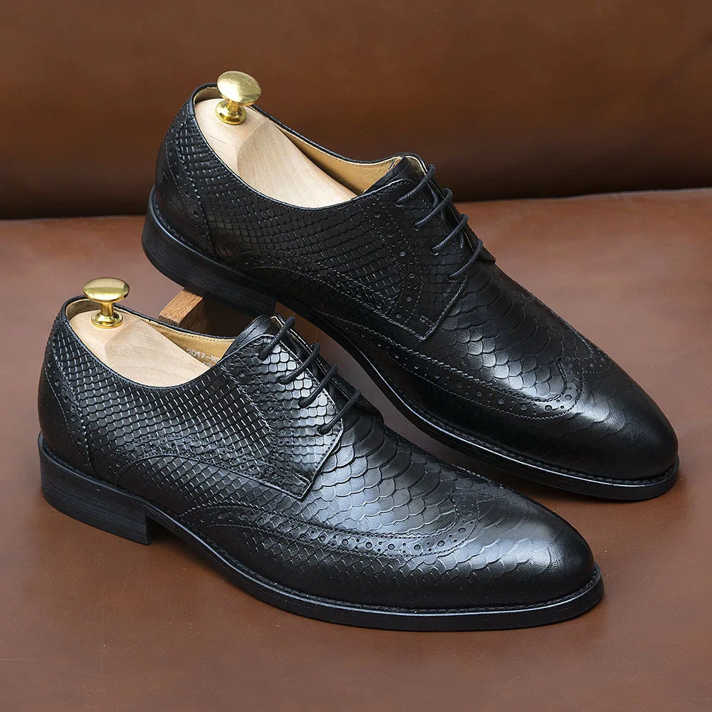 Summer New Pattern Top Layer Cowhide Business Dress Block Men's Wedding Soft Sole Soft Leather Suede Trendy Men's Casuals Shoes