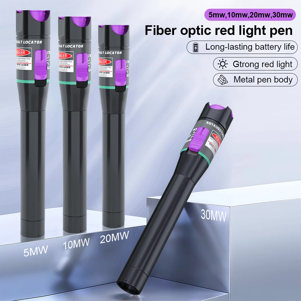 VFL Fiber Optic Red Light Pen Tester Source Optical Fiber Fault Detector Visual Fault Locator For FC SC ST Interface 5-50MW FTTH