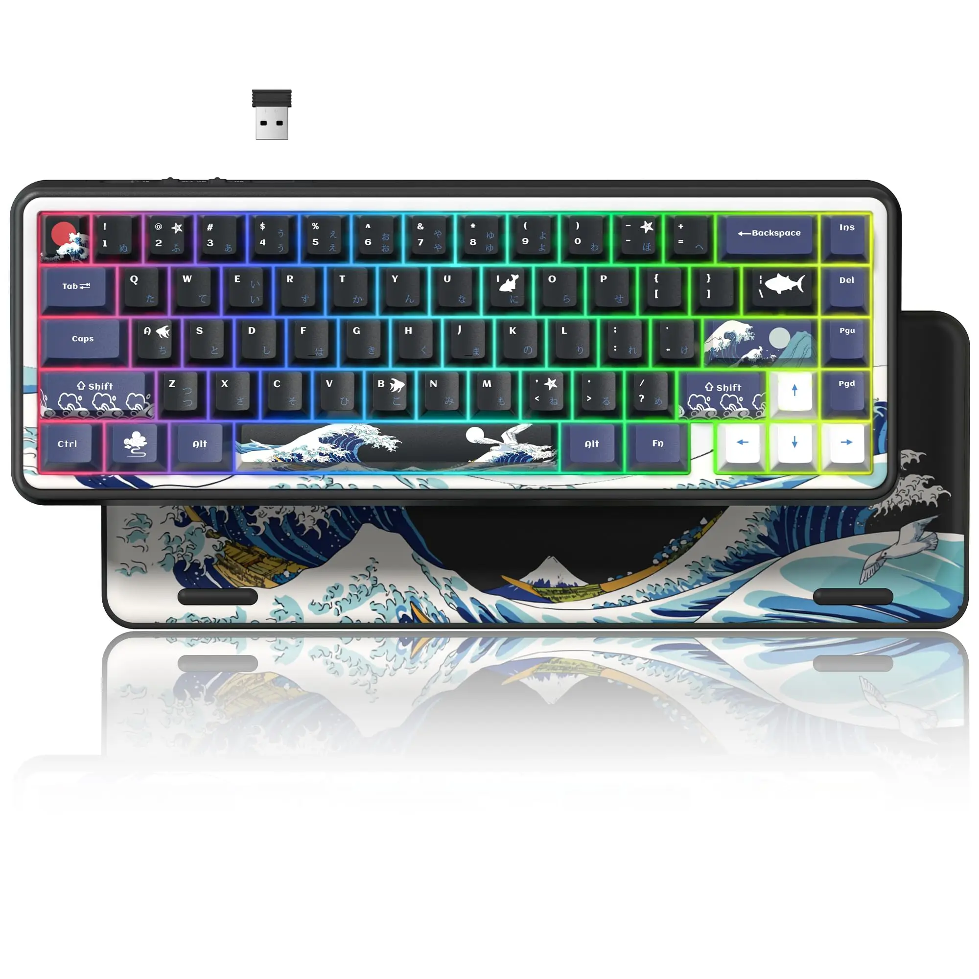 womier preto coral mar 65 teclado mecanico de jogo tri modo bluetooth 24ghz sem fio hot swap rgb gamer teclado mecanico 01