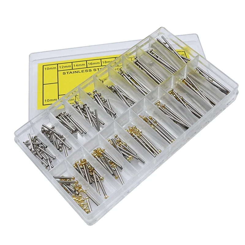 

AB7-200Pcs 10-28mm Watch Strap Link Pins Connection Fixed Shaft Stainless Steel Raw Ear Rod Watch Bolt Hand Repair Tool Set